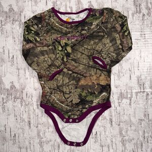 Carhartt One Piece Long Sleeve Bodysuit Baby Girls 24 Months Mossy Oak Camo Pink